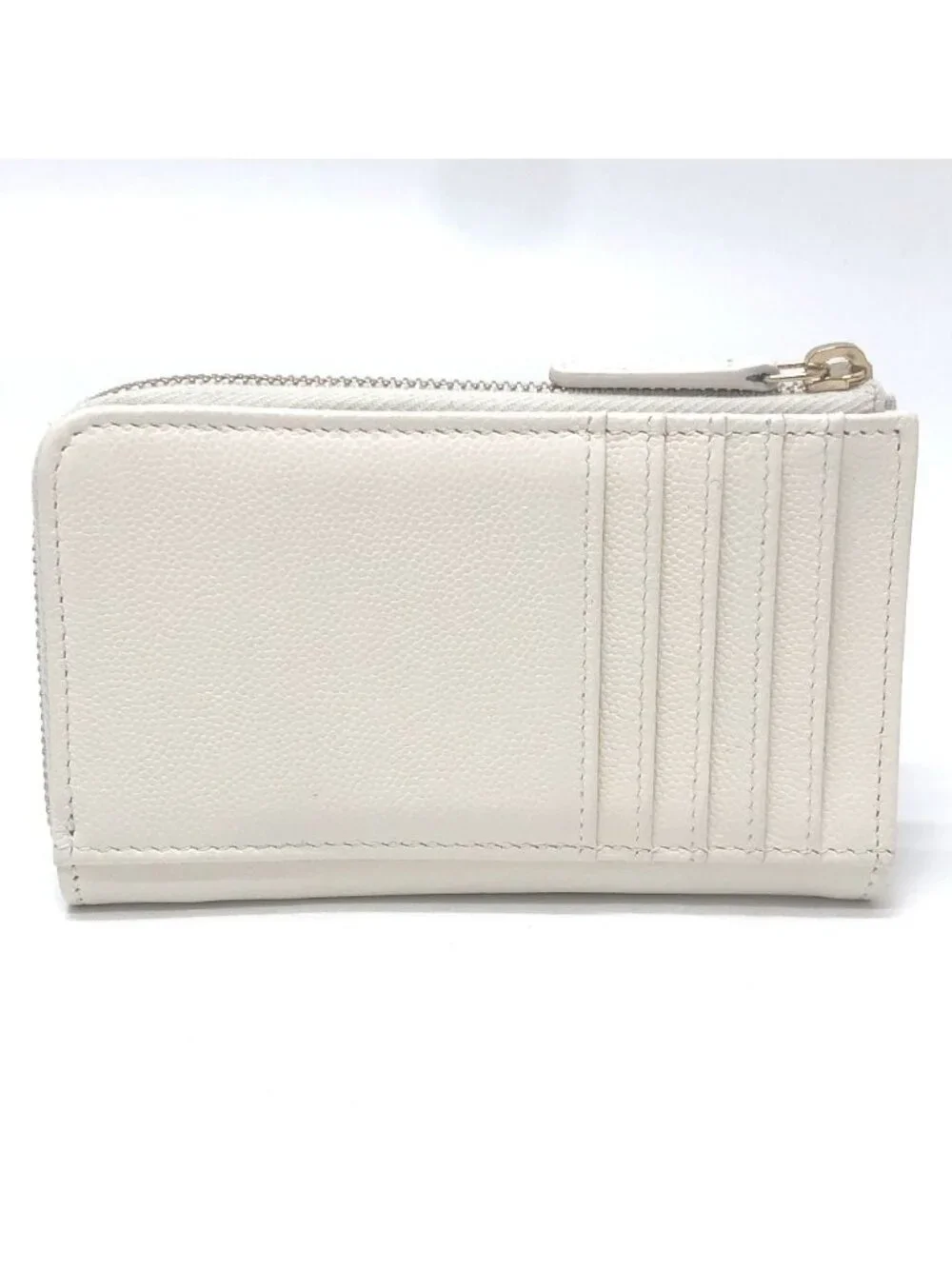 Chanel Card Case CC Logo Wallet Coin Purse Caviar Leather White